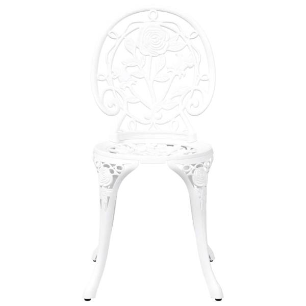 3-teiliges Garten Bistro Set Weiß Gusseisen