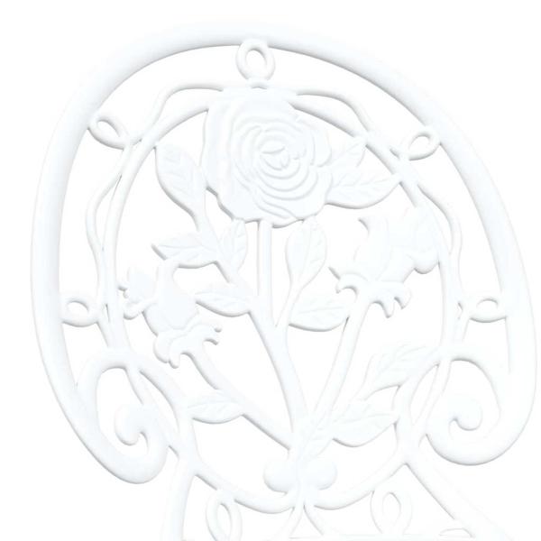 3-teiliges Garten Bistro Set Weiß Gusseisen