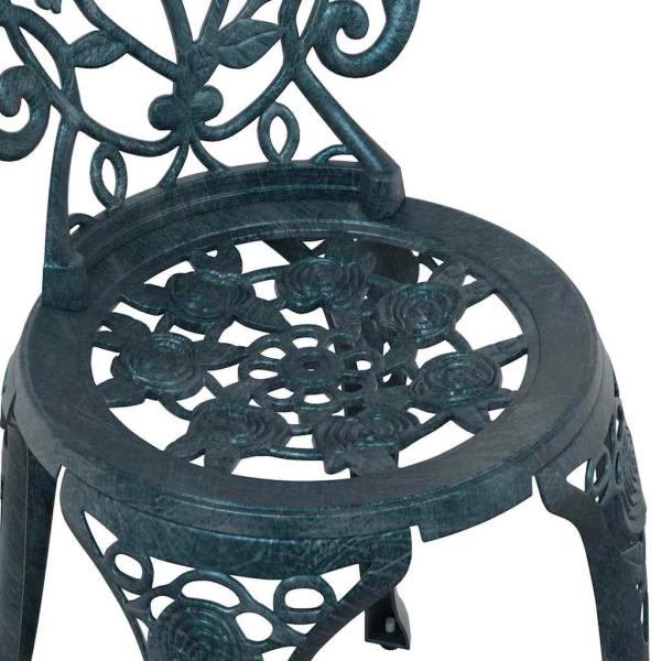 3-teiliges Garten Bistro Set Grün aus Gusseisen