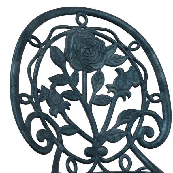 3-teiliges Garten Bistro Set Grün aus Gusseisen