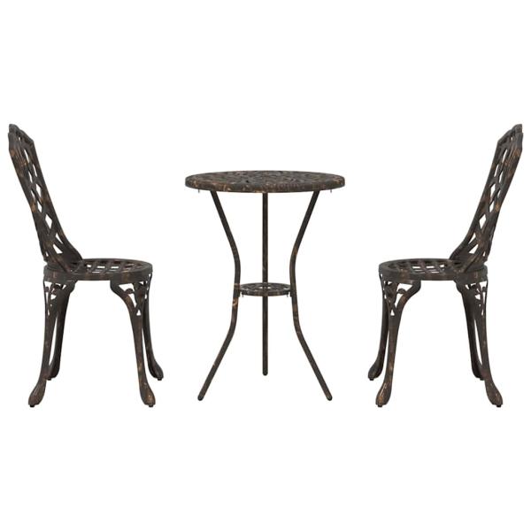 3-teiliges Garten Bistro Set Bronze Gusseisen