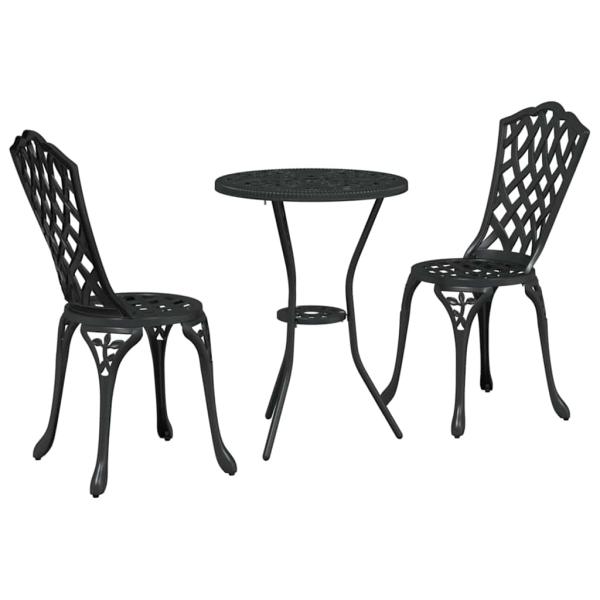 3-teiliges Gartenset / Bistro Set aus schwarzem Gusseisen
