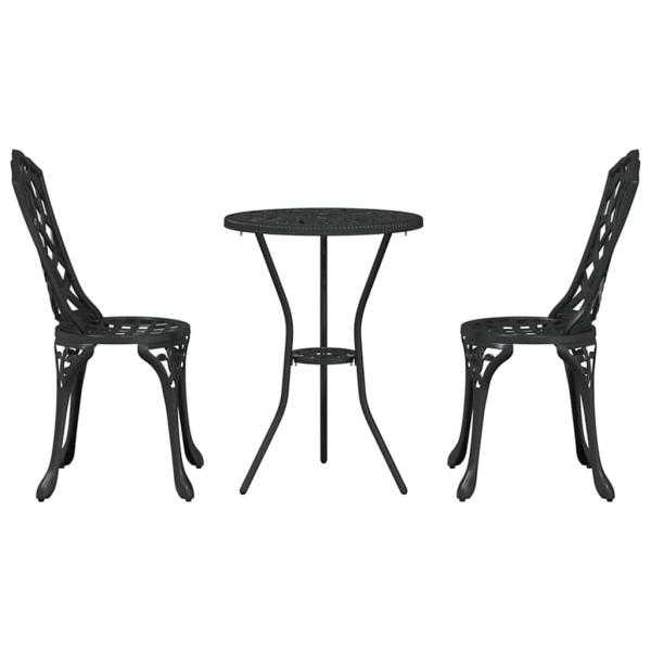 3-teiliges Gartenset / Bistro Set aus schwarzem Gusseisen