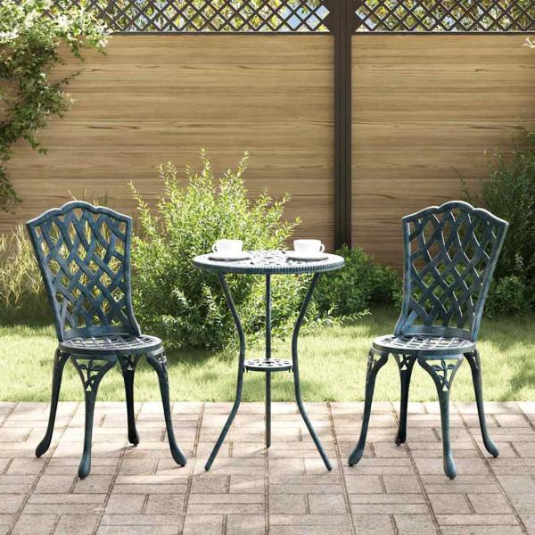 ARDEBO.de - 3-teiliges Garten Bistro Set Grün Gusseisen