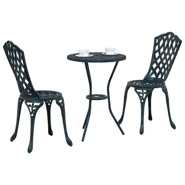 3-teiliges Garten Bistro Set Grün Gusseisen