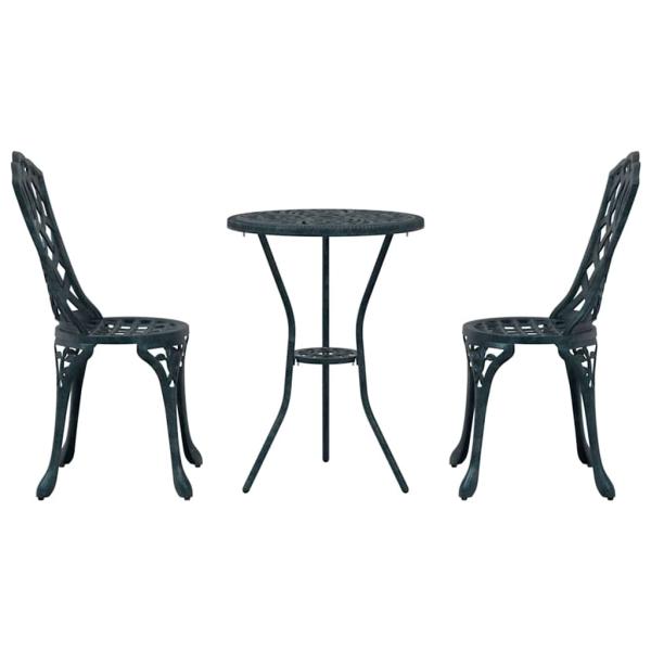 3-teiliges Garten Bistro Set Grün Gusseisen