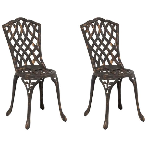 Gartenstühle 2er Set Bronze Gussaluminium