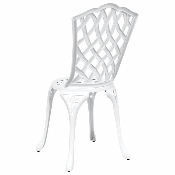 Gartenstühle 2 Stück Weiß Gussaluminium