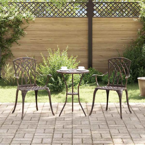 ARDEBO.de - Gartenstühle 2er Set Bronze aus Gussaluminium