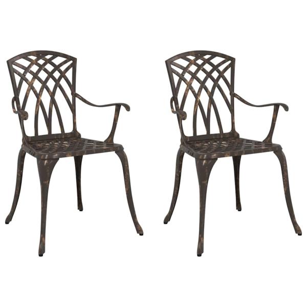 Gartenstühle 2er Set Bronze aus Gussaluminium