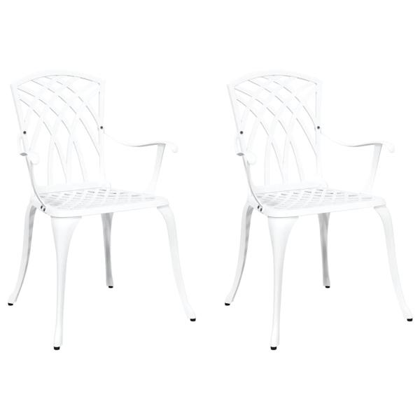 Gartenstühle 2 Stück Weiß Guss-Aluminium