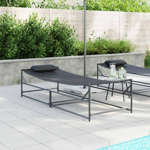ARDEBO.de - Gartenliege Anthrazit 200x74x73 cm aus Stahl und Textilene