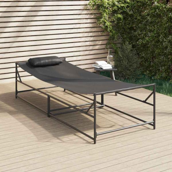 Gartenliege Anthrazit 200x74x73 cm aus Stahl und Textilene