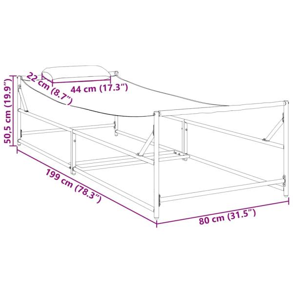 Gartenliege Anthrazit 200x74x73 cm aus Stahl und Textilene