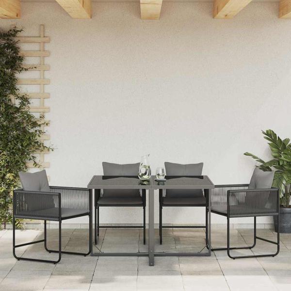 ARDEBO.de - Gartenstühle mit Kissen 4er-Set Schwarz Poly Rattan