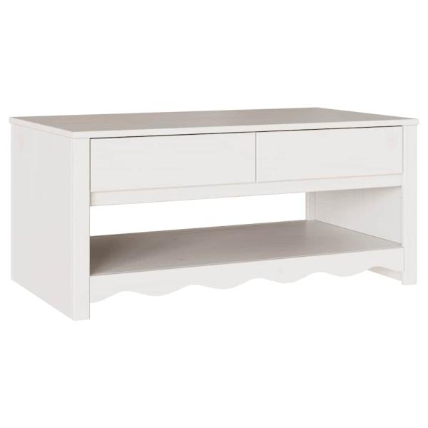 Couchtisch ""DRAMMEN"" Weiß 99x55x45 cm Massivholz Kiefer