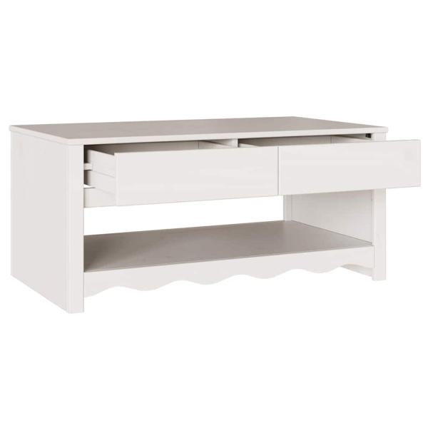 Couchtisch ""DRAMMEN"" Weiß 99x55x45 cm Massivholz Kiefer