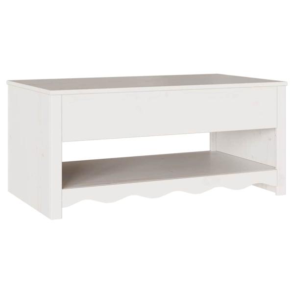 Couchtisch ""DRAMMEN"" Weiß 99x55x45 cm Massivholz Kiefer