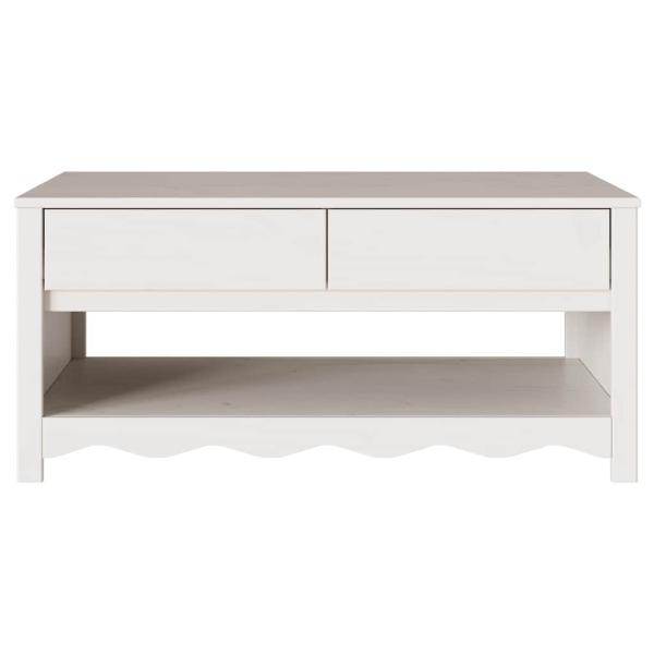 Couchtisch ""DRAMMEN"" Weiß 99x55x45 cm Massivholz Kiefer