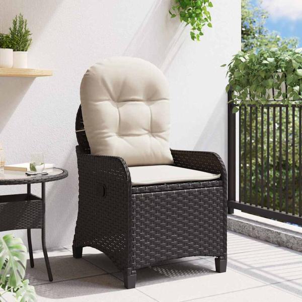 Relaxsessel mit Kissen Schwarz Poly-Rattan