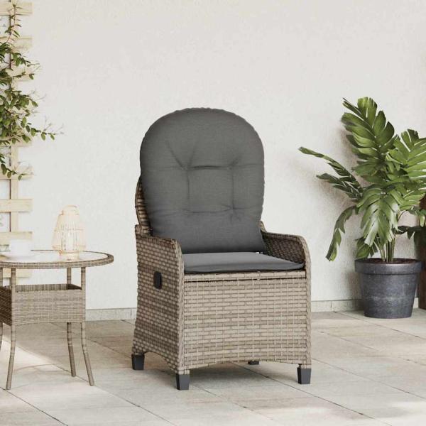 ARDEBO.de - Relaxsessel mit Kissen Grau Poly Rattan