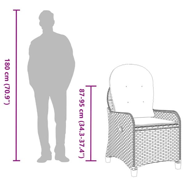 Relaxsessel mit Kissen Grau Poly Rattan