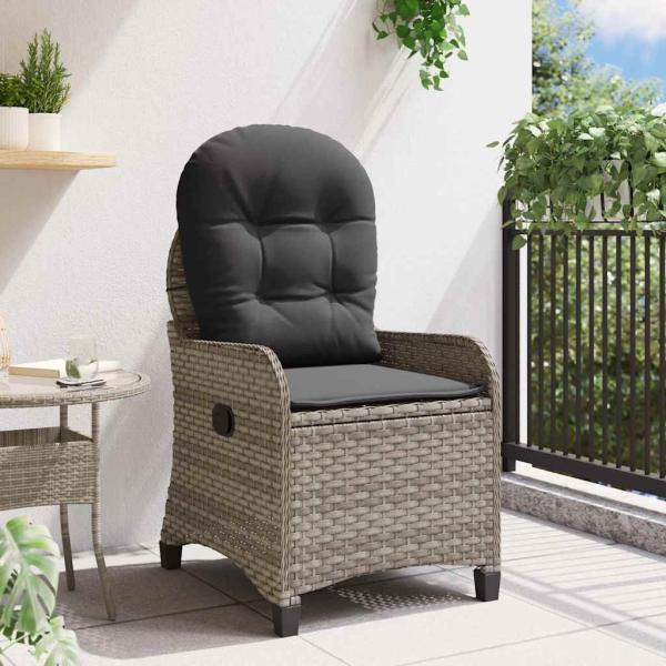 Relaxsessel mit Kissen Grau Poly Rattan