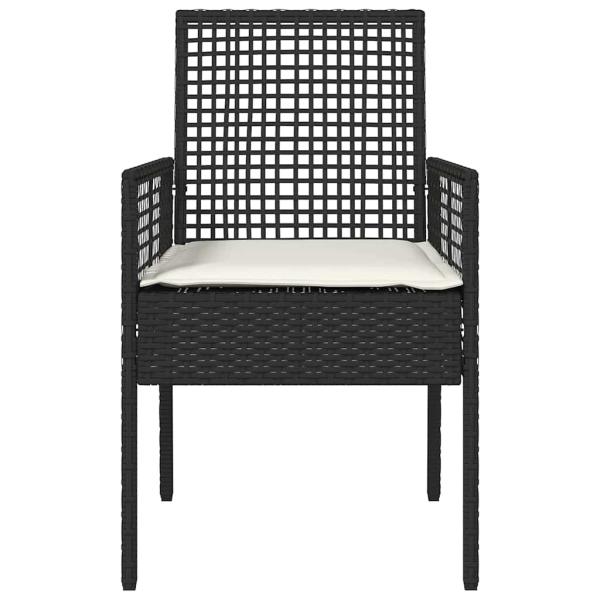 Gartenstühle 2 Stück mit Kissen Schwarz Poly Rattan