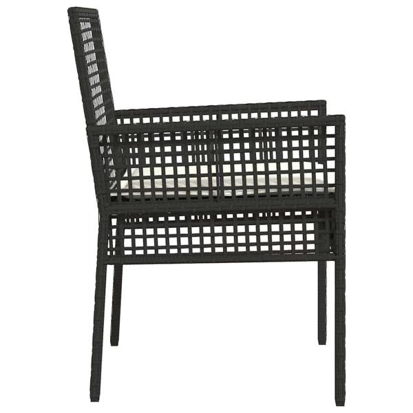Gartenstühle 2 Stück mit Kissen Schwarz Poly Rattan