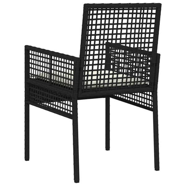 Gartenstühle 2 Stück mit Kissen Schwarz Poly Rattan