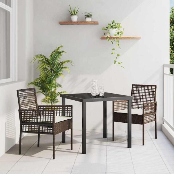 ARDEBO.de - Gartenstühle 2 Stück mit Kissen Braun Poly-Rattan