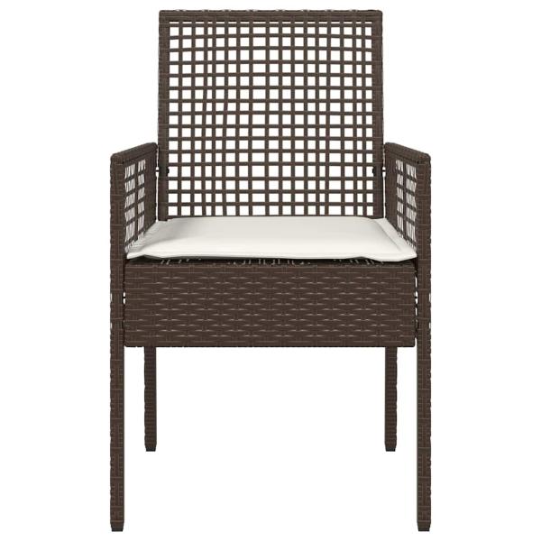 Gartenstühle 2 Stück mit Kissen Braun Poly-Rattan