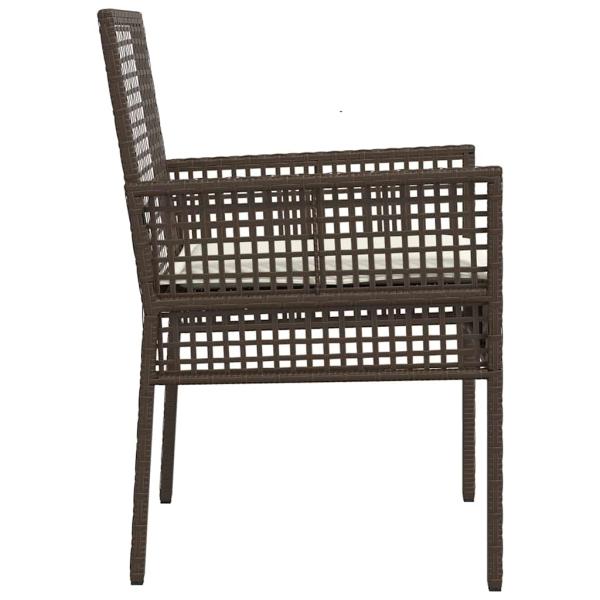 Gartenstühle 2 Stück mit Kissen Braun Poly-Rattan