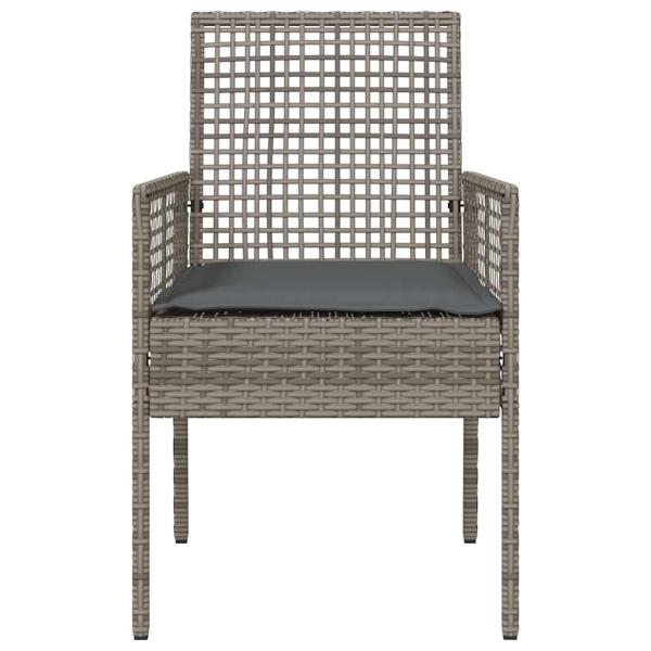 Gartenstühle 2 Stück mit Kissen Grau Poly Rattan