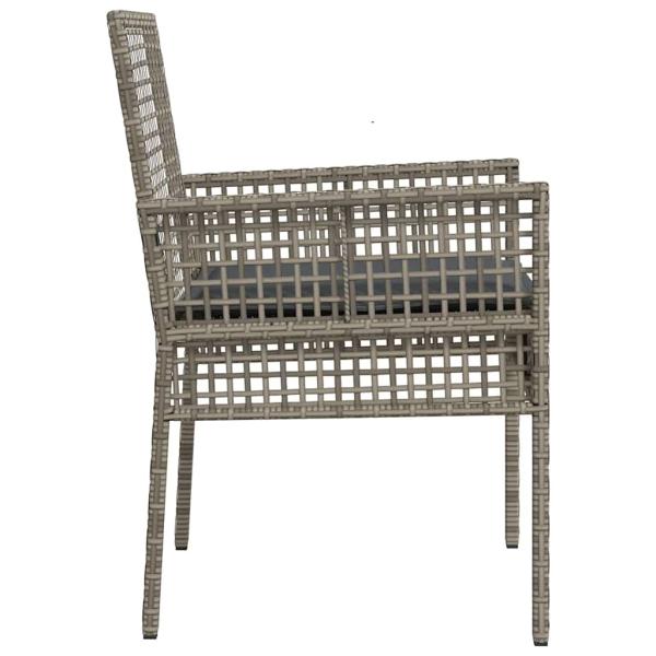 Gartenstühle 2 Stück mit Kissen Grau Poly Rattan