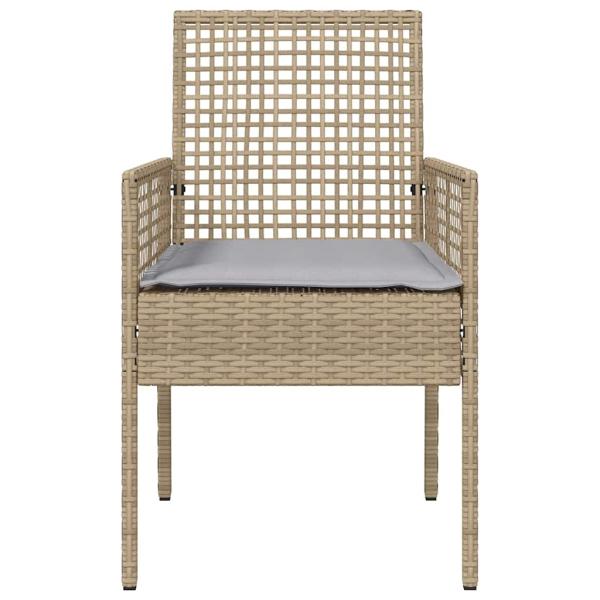 Gartensessel 2 Stück mit Kissen Beige Poly Rattan