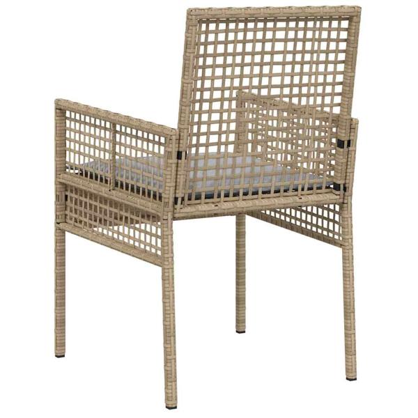 Gartensessel 2 Stück mit Kissen Beige Poly Rattan