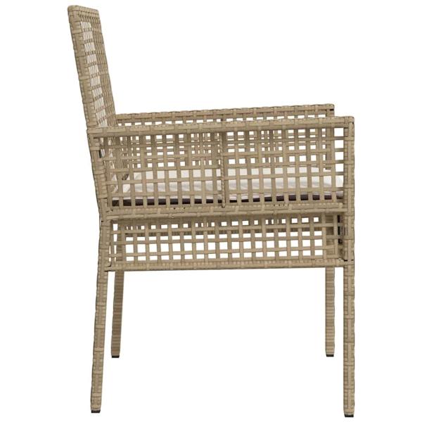 Gartenstühle 2 Stück mit Kissen Beige Poly Rattan