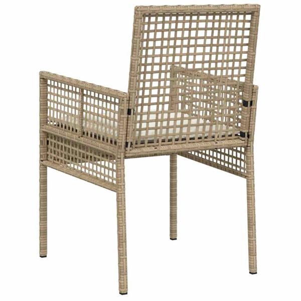 Gartenstühle 2 Stück mit Kissen Beige Poly Rattan