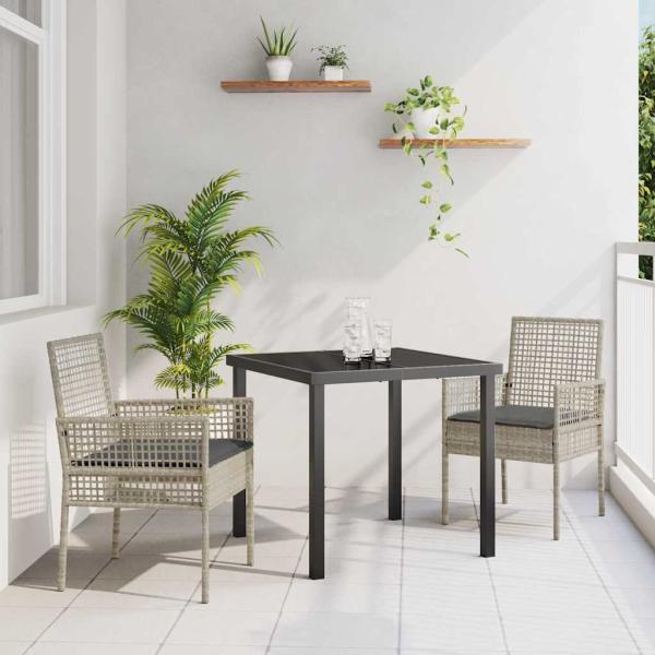 ARDEBO.de - Gartenstühle 2 Stück mit Kissen Hellgrau Poly Rattan