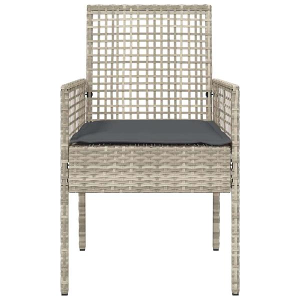 Gartenstühle 2 Stück mit Kissen Hellgrau Poly Rattan