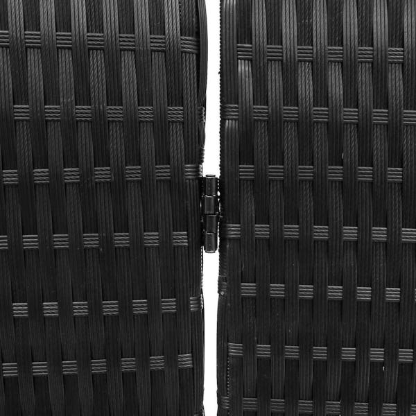 Raumteiler 3-Panel Faltbar Schwarz 146x180 cm Poly Rattan