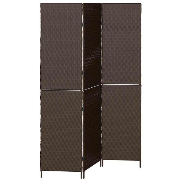 Raumteiler 3 Paneele Faltbar Braun 146x180 cm Poly Rattan