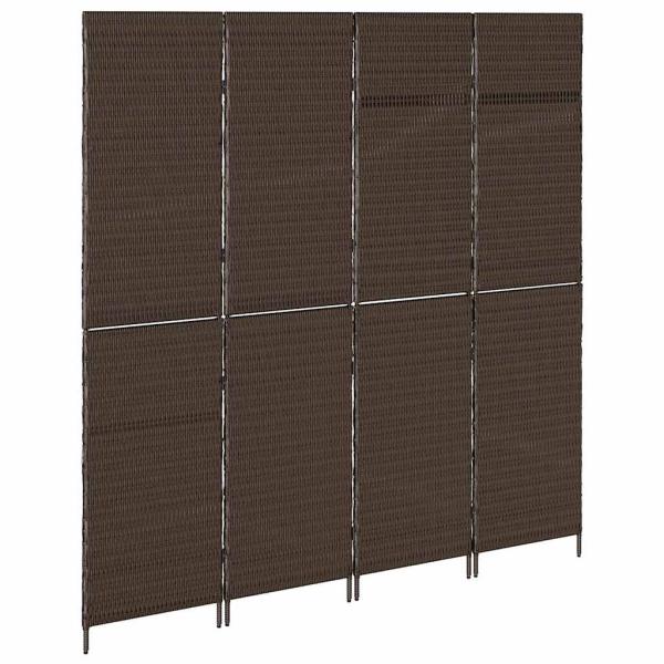 Raumteiler 4 Paneele Faltbar Braun 195x180 cm Poly Rattan