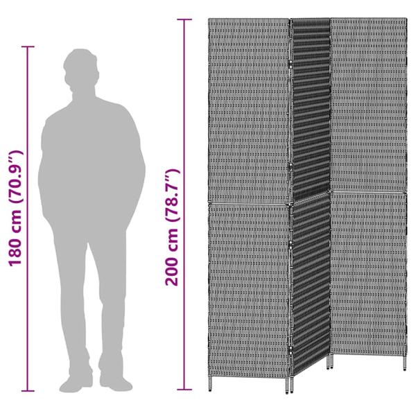 Raumteiler 3 Paneele Faltbar Beige 146x200 cm Poly Rattan