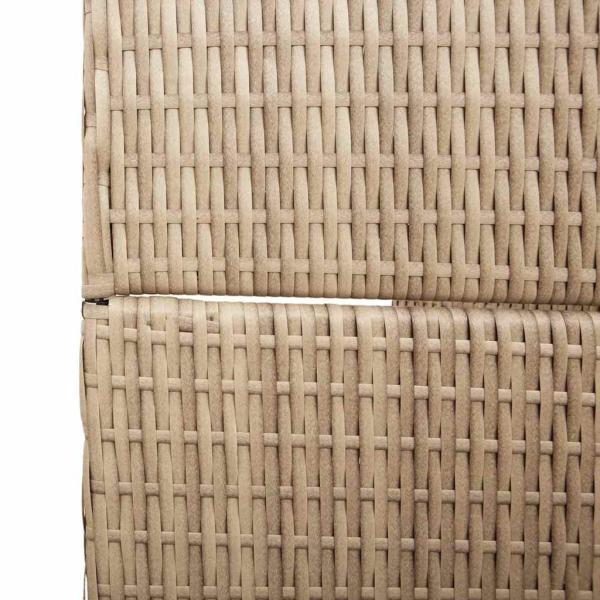 Raumteiler 3 Paneele Faltbar Beige 146x200 cm Poly Rattan