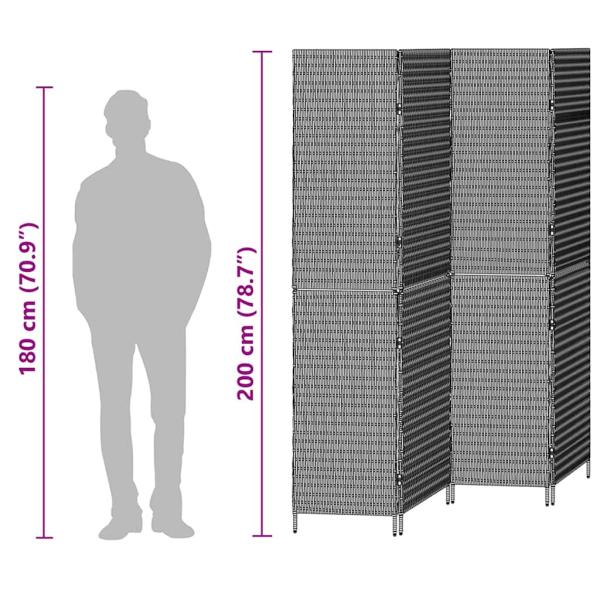 Raumteiler Beige Holz, Stoff 4 Panels, 200 cm Höhe Faltbar