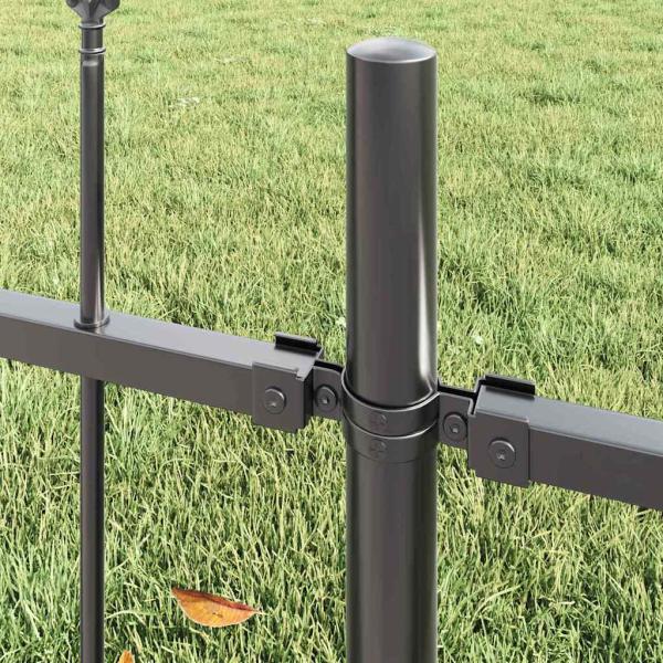 Gartenzaun mit Spear-Top Grau 1,7x0,6 m Stahl