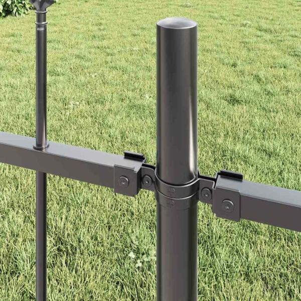 Gartenzaun mit Speer-Top Grau 1,7x0,8 m Stahl