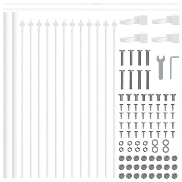 Gartenzaun mit Speartopf Weiß 1,7x0,6 m aus Stahl